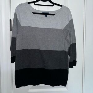 Karen Scott Quarter Sleeve Stripped Sweater - Size Medium